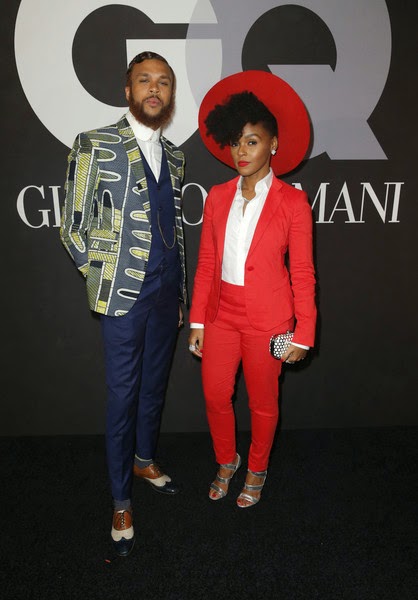 Jidenna and Janelle Monae at GQ:Gorgio Armani's 2015 Grammy After-Party 1