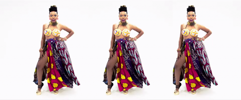 Music Video-Yemi Alade's Mixed Ankara Print Skirt in Tangerine Music Video