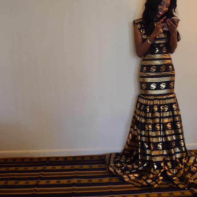 Gown-Sarah Mensah's Golden Gye Nyame Gown for the Ghana Independence Ball 2015 1