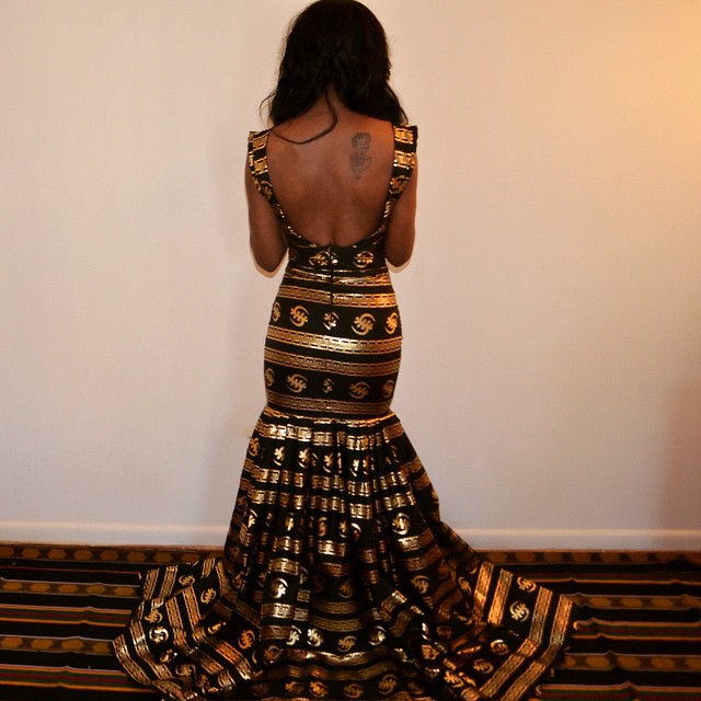 Gown-Sarah Mensah's Golden Gye Nyame Gown for the Ghana Independence Ball 2015 2
