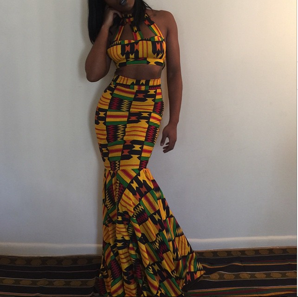 Jessica Chibueze's Ohemaa Closet Kente Print Two Piece Gown for The Ghana Independence Ball 2015 3