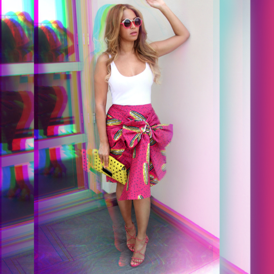 Beyoncé Spotted in Stella Jean Dugongo Printed Cotton Skirt 3