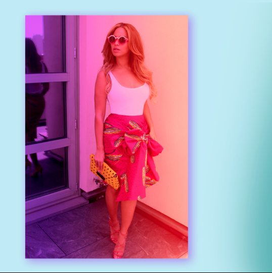 Beyoncé Spotted in Stella Jean Dugongo Printed Cotton Skirt 4