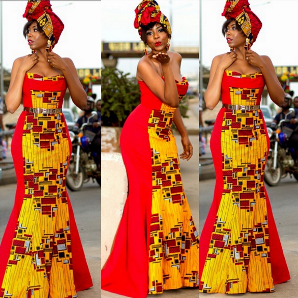 Nanawax's Red and Yellow Ankara Print Gown
