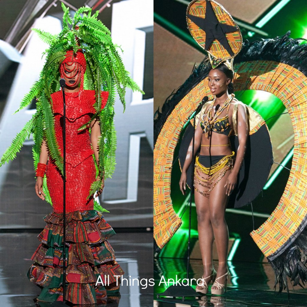 Miss Nigeria Universe Debbie Collins & Miss Ghana Universe Hilda Akua Frimpong National Costumes 2015