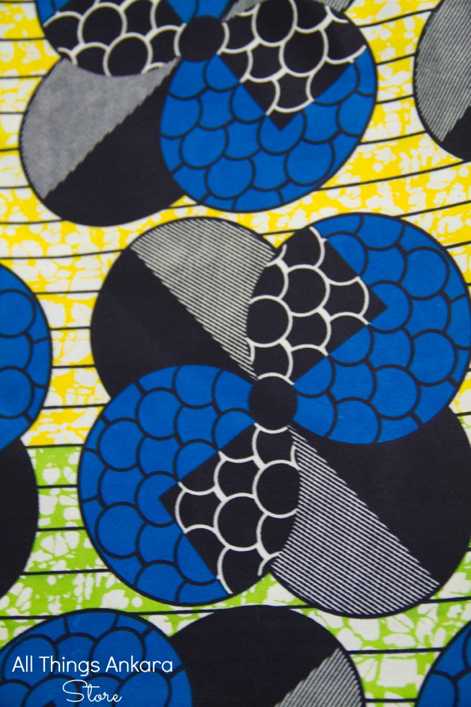 Blue Yellow Green Geometric Circles Wax Prints by Swagger