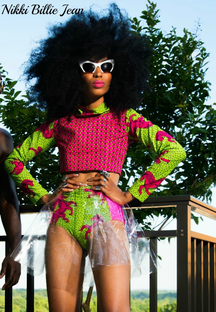 Elaine Afrika 2 Piece Playsuit with  Longsleeve Crop Top & High Waisted Swimsuit Bottoms with Transparent Circle Skirt