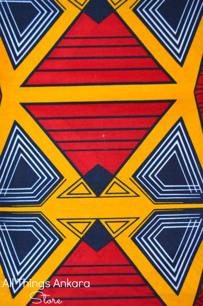 Red Yellow Navy Blue Yellow Geometric Wax Prints