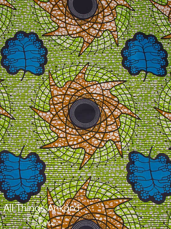 green-blue-brown-leaf-spirals-wax-prints