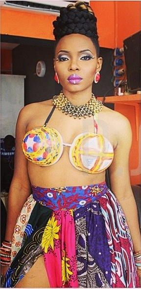 Music Video-Yemi Alade's Mixed Ankara Print Skirt in Tangerine Music Video 2