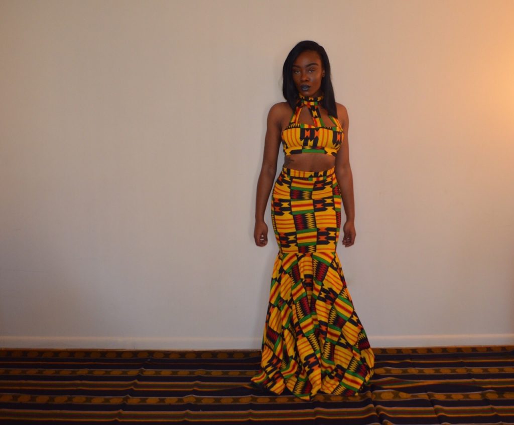 Jessica Chibueze's Ohemaa Closet Kente Print Two Piece Gown for The Ghana Independence Ball 2015 1