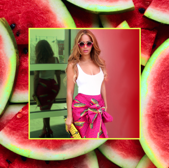 Beyoncé Spotted in Stella Jean Dugongo Printed Cotton Skirt 7