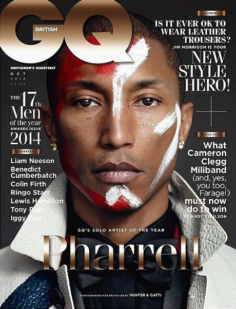 Pharrell Williams Wears Ankara Print Fabric as a Kilt in British GQ October 2014 Issue