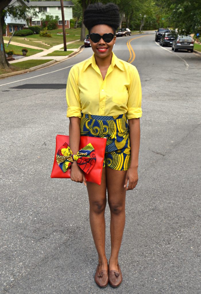 Nikki Billie Jean's Blue Ankara Print Shorts and Red Bowtie Bag for The Naturalista Hair Show 2014 3