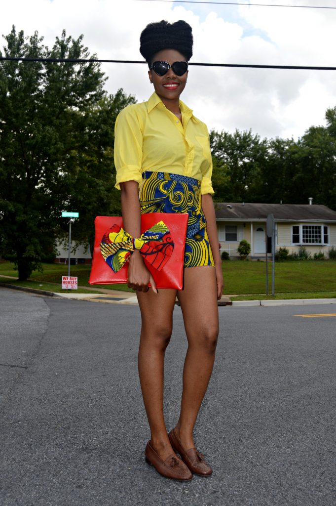 Nikki Billie Jean's Blue Ankara Print Shorts and Red Bowtie Bag for The Naturalista Hair Show 2014 4