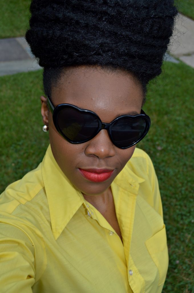 Nikki Billie Jean's Blue Ankara Print Shorts and Red Bowtie Bag for The Naturalista Hair Show 2014 5