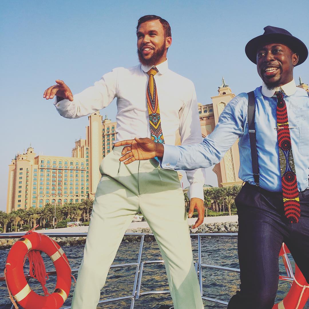 Ankara Photo of The Day-Jidenna and Nana Kwabena in Dubai Wearing Asikere Afana Ties