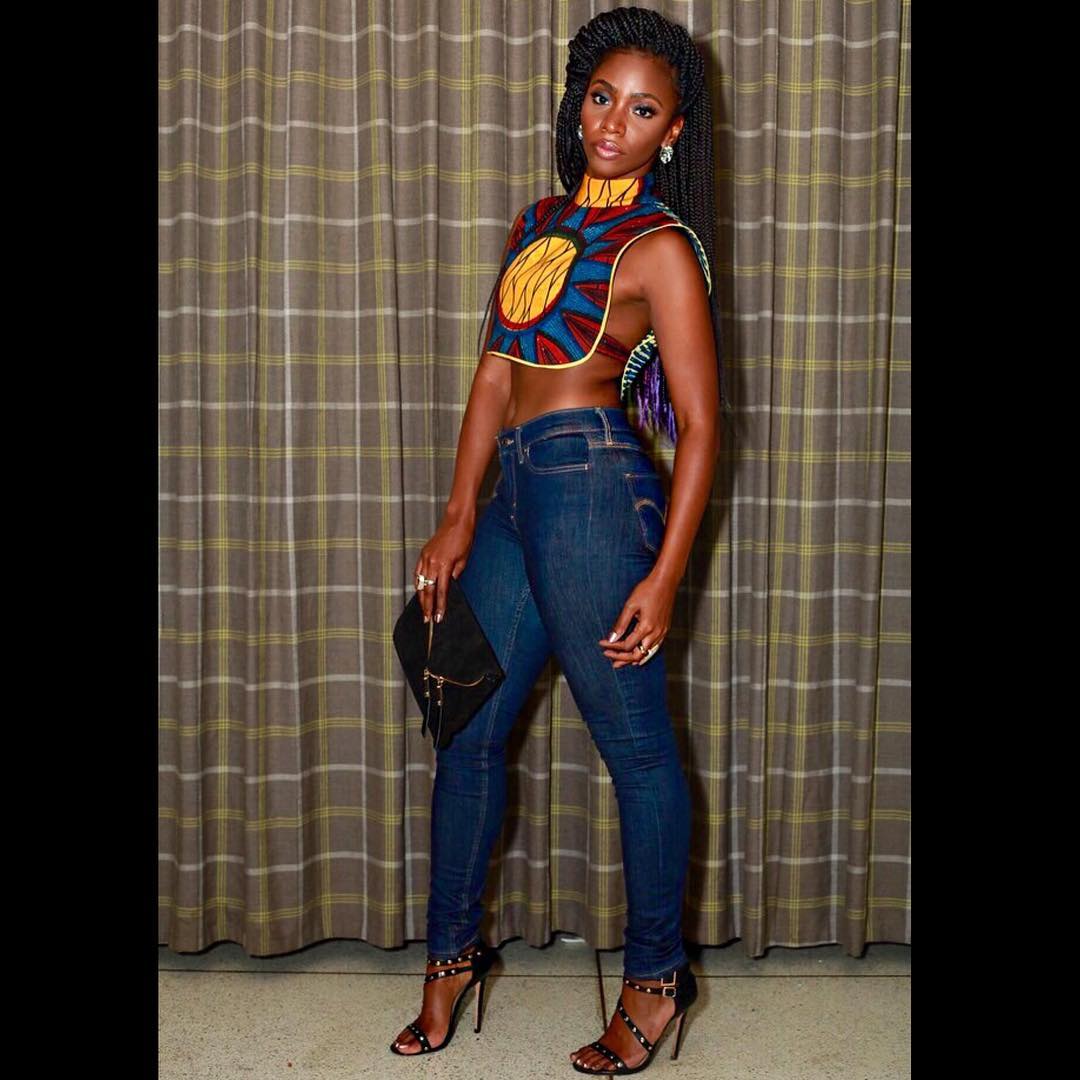 Ankara Photo of The Day-Teyonah Parris in SARAYAA African Breast Plate Top